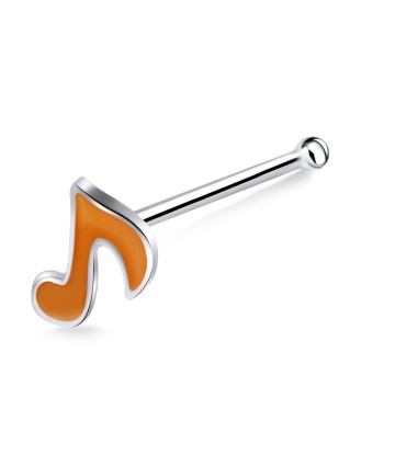 Musical Notation Shaped Silver Bone Nose Stud NSKD-852E 